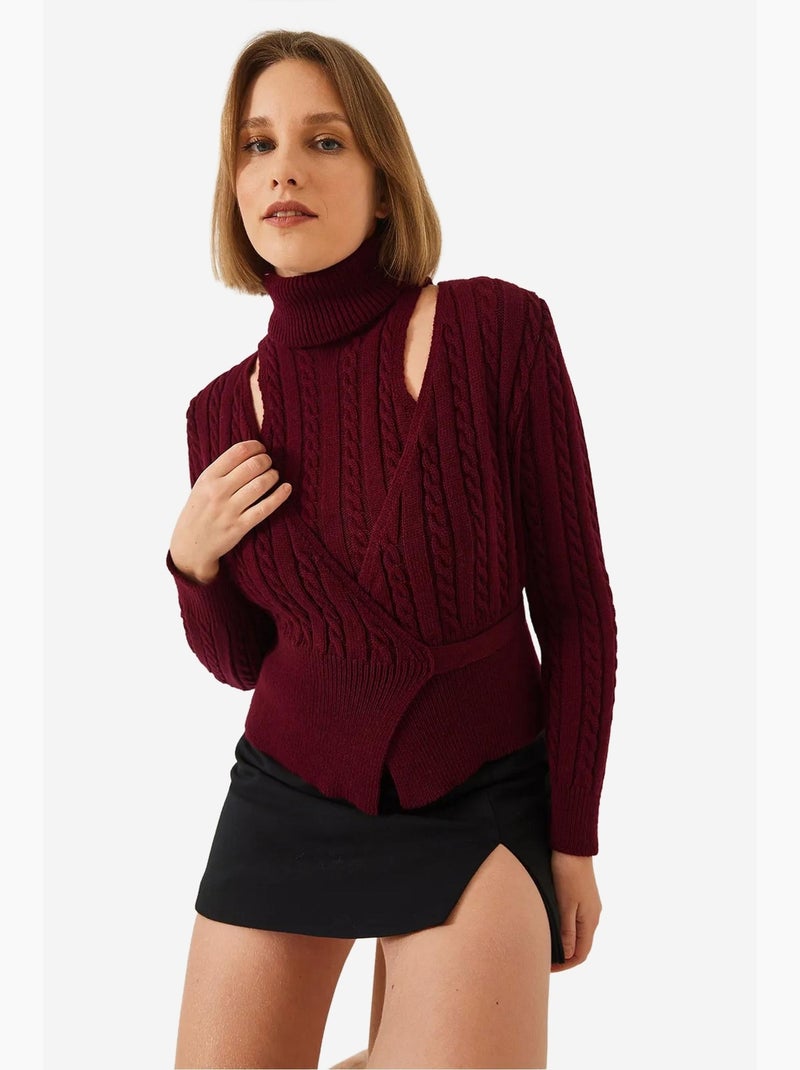 Completo co-ord in maglia con motivo capelli e barba lucci Rosso bordeaux - Kiabi