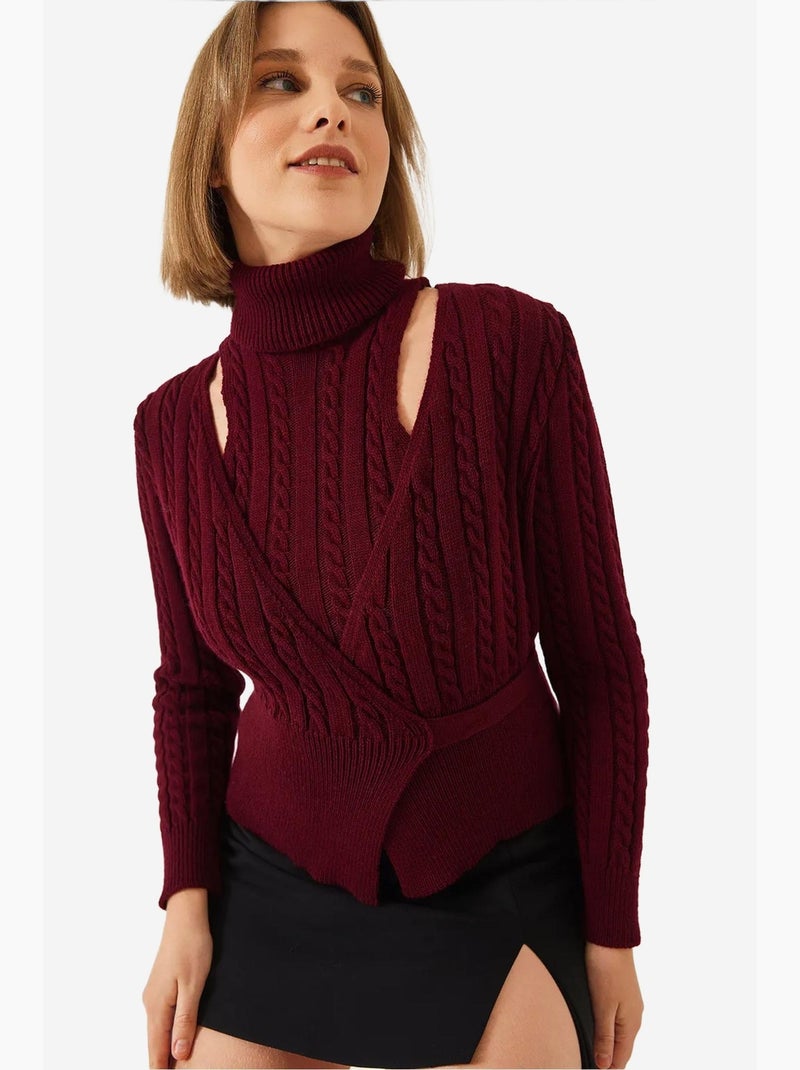 Completo co-ord in maglia con motivo capelli e barba lucci Rosso bordeaux - Kiabi