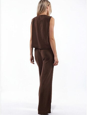 Completo con blusa senza maniche testurizzata e pantaloni a gamba ampia hiccup