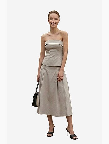 Completo con blusa senza spalline e gonna longuette a vita alta my fashion