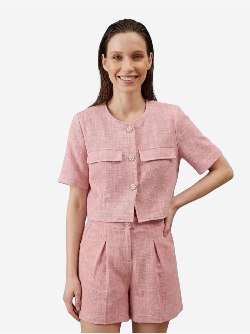 Completo con camicia e shorts in popeline di cotone my fashion Rosa - Kiabi
