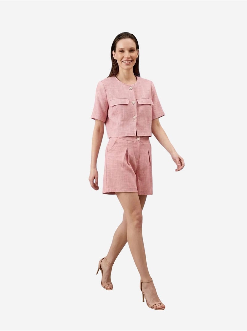 Completo con camicia e shorts in popeline di cotone my fashion Rosa - Kiabi