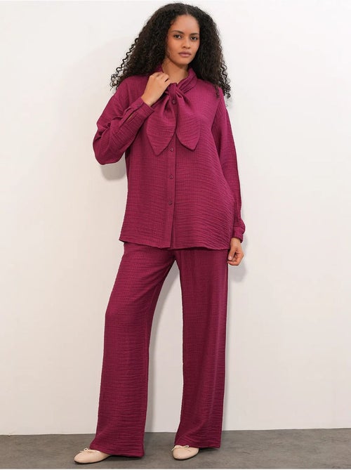 Completo con camicia testurizzata e pantaloni a gamba ampia bdart - Kiabi Completo con camicia testurizzata e pantaloni a gamba ampia bdart - Kiabi