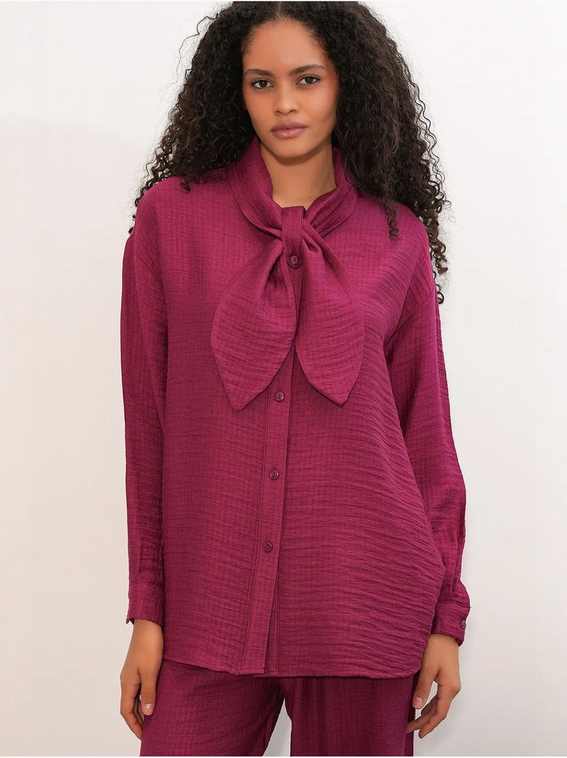 Completo con camicia testurizzata e pantaloni a gamba ampia bdart Magenta - Kiabi
