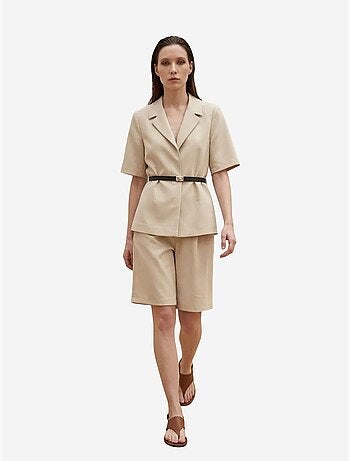Completo con giacca corta e pantaloni a gamba ampia con cintura my fashion
