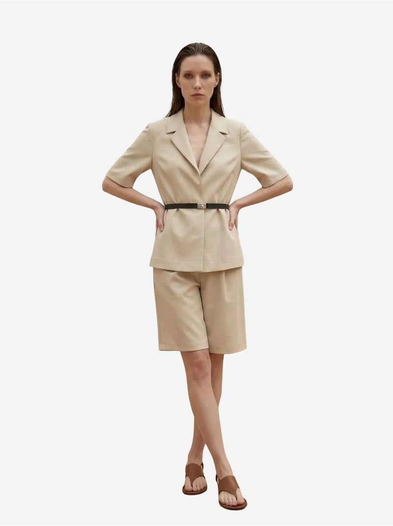 Completo con giacca corta e pantaloni a gamba ampia con cintura my fashion Beige argilla - Kiabi