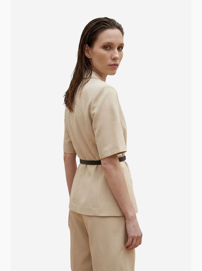 Completo con giacca corta e pantaloni a gamba ampia con cintura my fashion Beige argilla - Kiabi