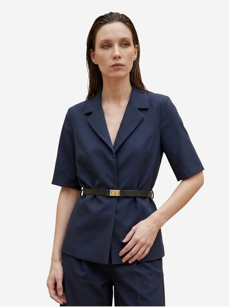 Completo con giacca corta e pantaloni a gamba ampia con cintura my fashion Blu marino - Kiabi