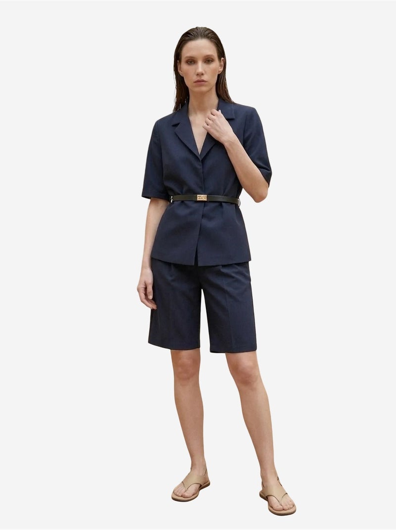 Completo con giacca corta e pantaloni a gamba ampia con cintura my fashion Blu marino - Kiabi