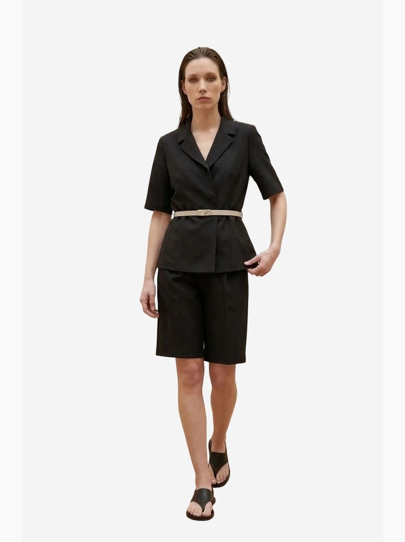 Completo con giacca corta e pantaloni a gamba ampia con cintura my fashion Nero - Kiabi