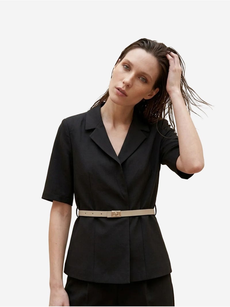 Completo con giacca corta e pantaloni a gamba ampia con cintura my fashion Nero - Kiabi
