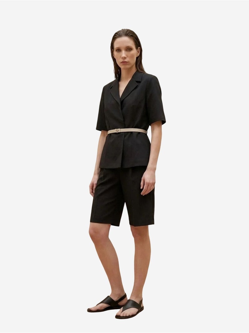 Completo con giacca corta e pantaloni a gamba ampia con cintura my fashion Nero - Kiabi