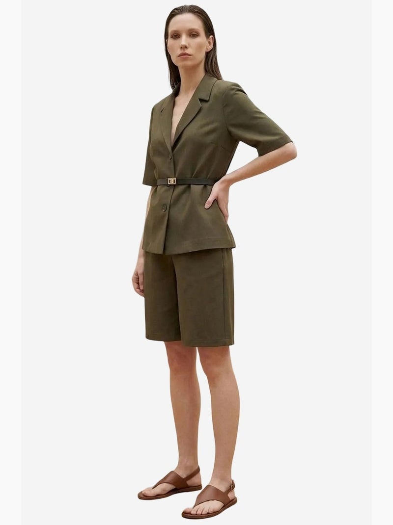 Completo con giacca corta e pantaloni a gamba ampia con cintura my fashion Verde kaki - Kiabi