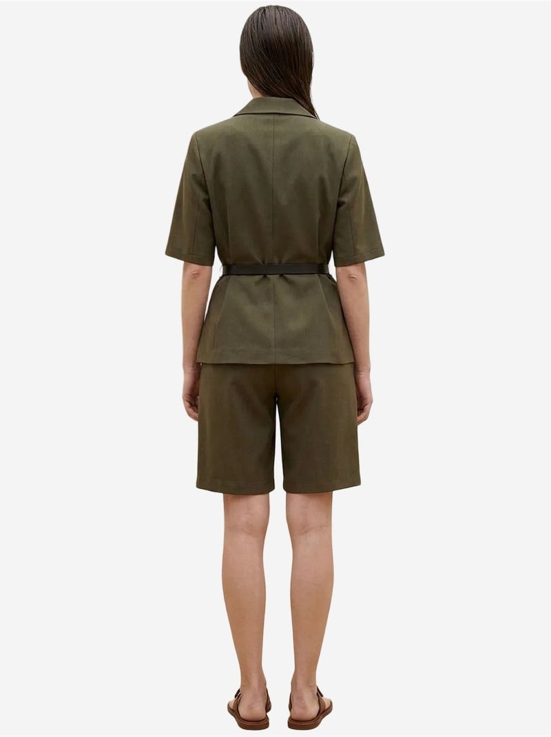 Completo con giacca corta e pantaloni a gamba ampia con cintura my fashion Verde kaki - Kiabi