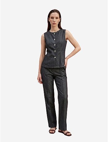 Completo con gilet e pantaloni a gamba ampia in popeline di cotone my fashion