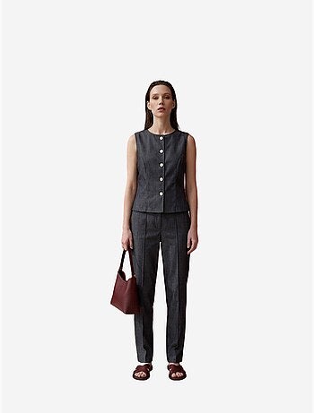 Completo con gilet e pantaloni a gamba ampia in popeline di cotone my fashion