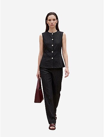 Completo con gilet e pantaloni a gamba ampia in popeline di cotone my fashion
