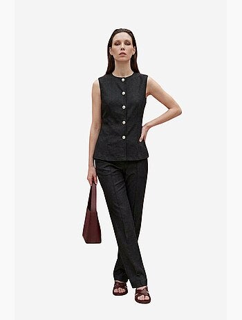 Completo con gilet e pantaloni a gamba ampia in popeline di cotone my fashion