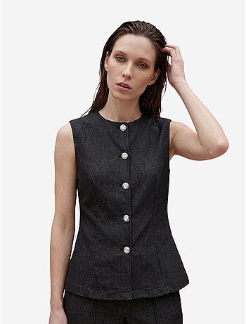 Completo con gilet e pantaloni a gamba ampia in popeline di cotone my fashion