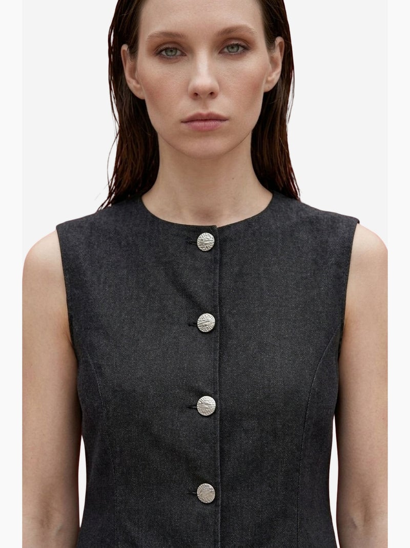 Completo con gilet e pantaloni a gamba ampia in popeline di cotone my fashion Grigio nero - Kiabi