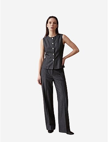 Completo con gilet e pantaloni a gamba ampia in popeline di cotone my fashion