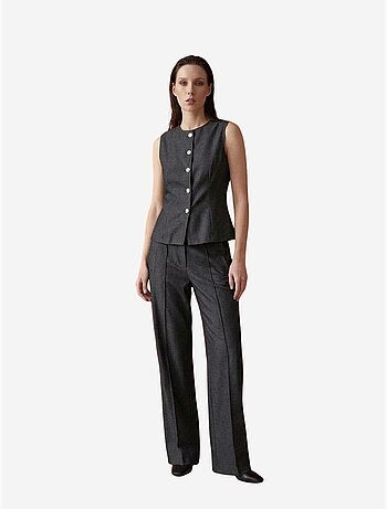 Completo con gilet e pantaloni a gamba ampia in popeline di cotone my fashion