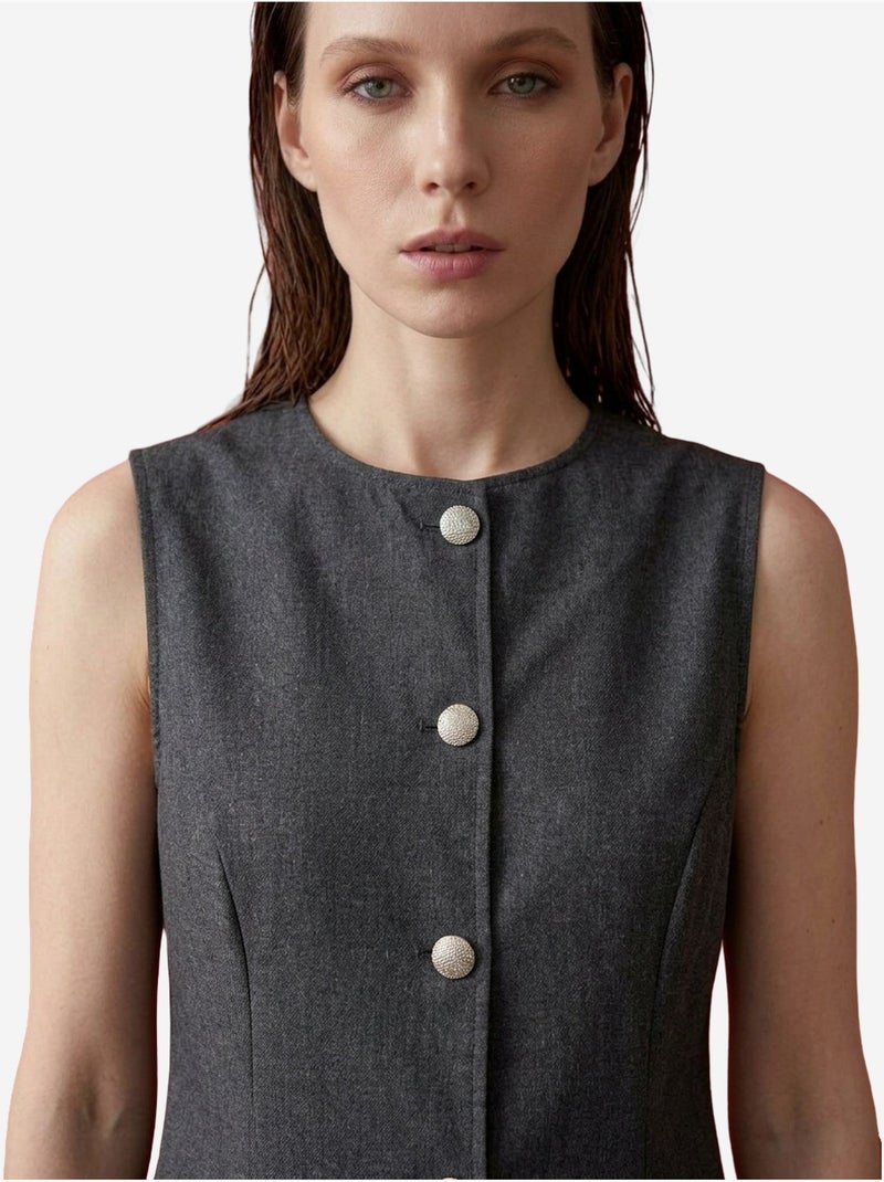 Completo con gilet e pantaloni a gamba ampia in popeline di cotone my fashion Grigio scuro - Kiabi
