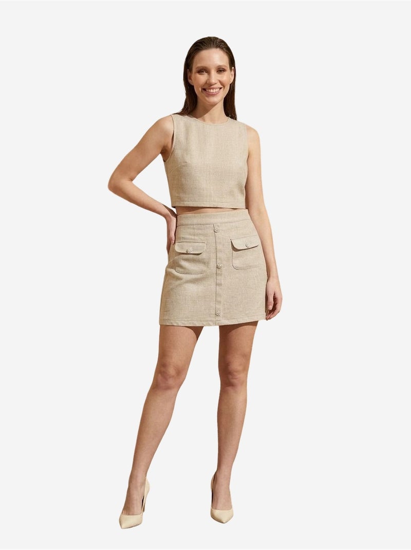 Completo con gilet in cotone e minigonna my fashion Beige argilla - Kiabi