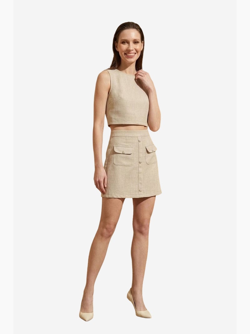 Completo con gilet in cotone e minigonna my fashion Beige argilla - Kiabi