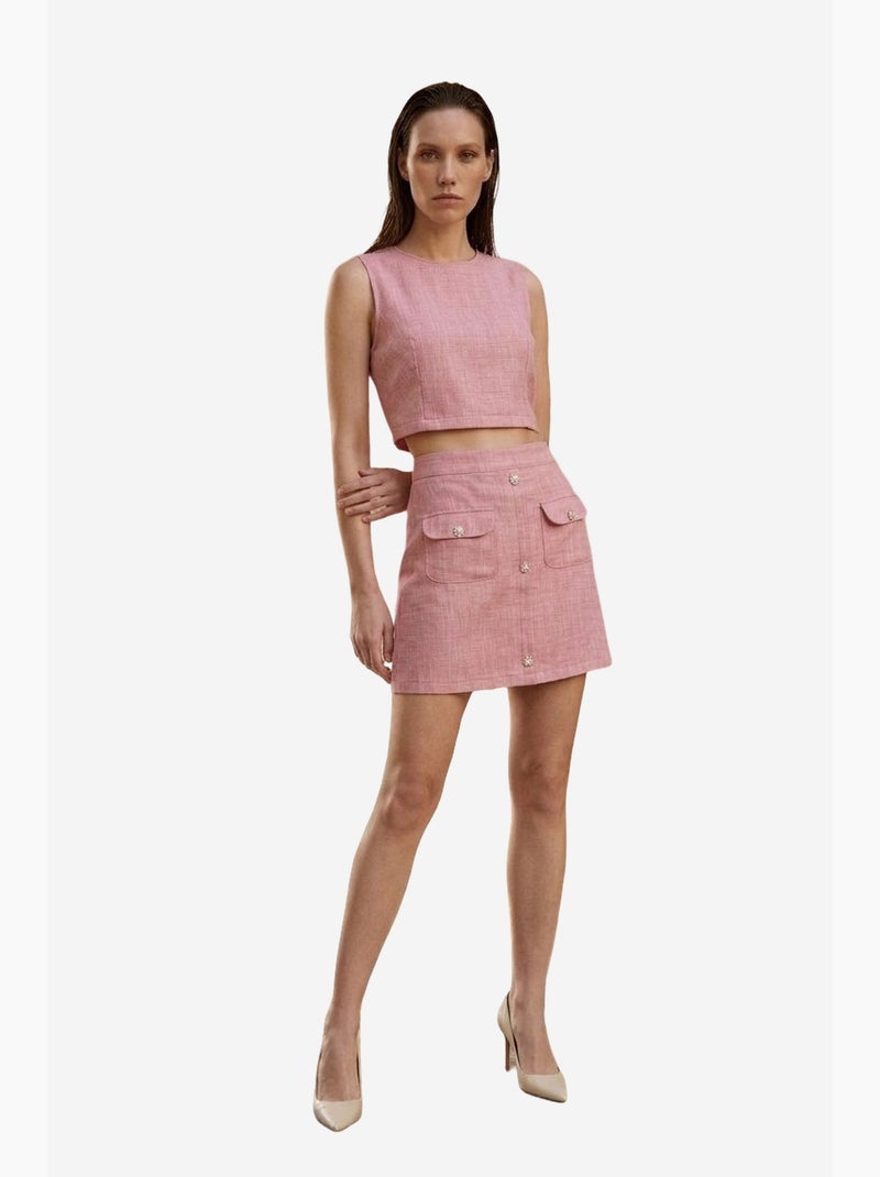 Completo con gilet in cotone e minigonna my fashion Rosa antico - Kiabi