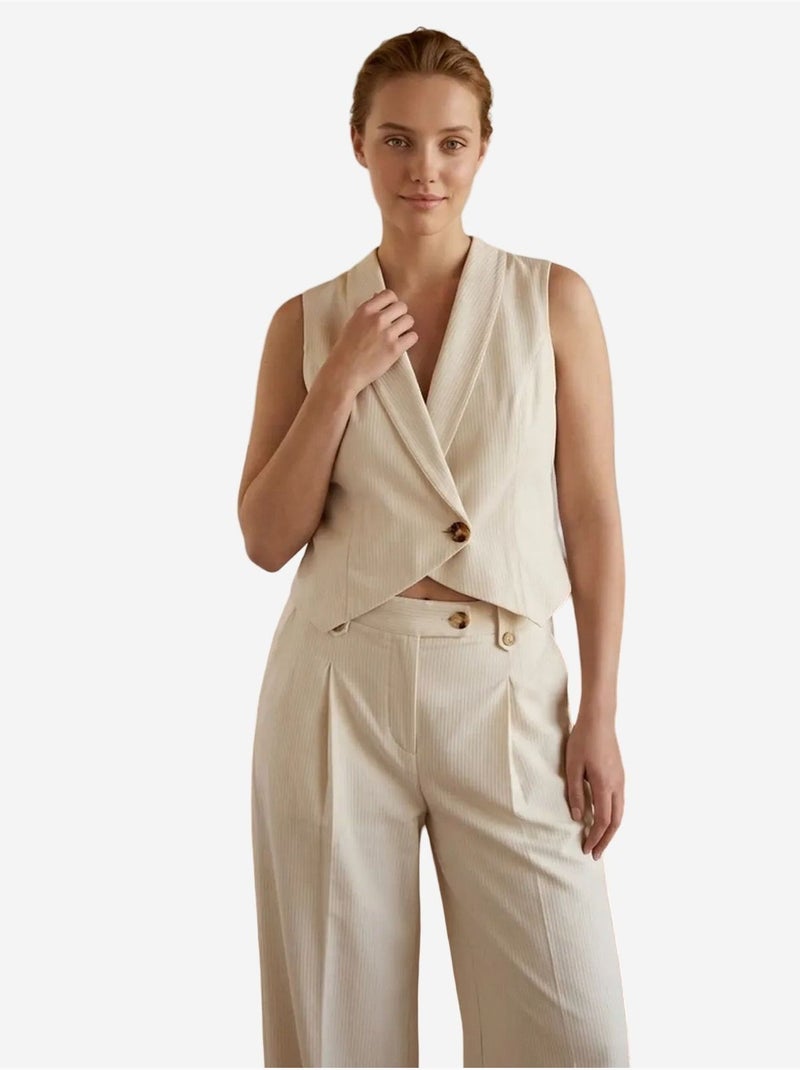 Completo con gilet senza maniche e pantaloni a gamba ampia my fashion Crema - Kiabi
