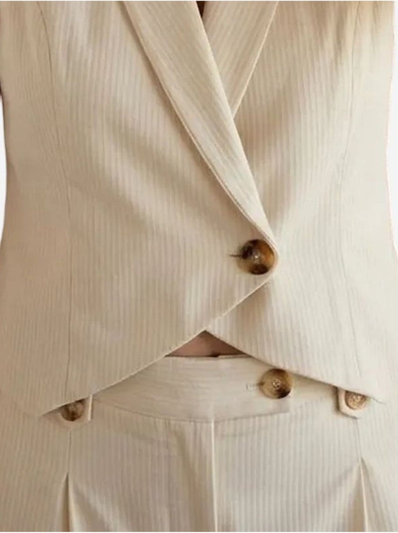 Completo con gilet senza maniche e pantaloni a gamba ampia my fashion Crema - Kiabi