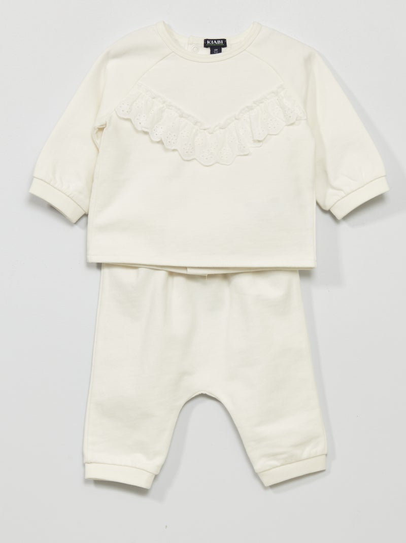 Completo con joggers in tessuto felpato - 2 pezzi Bianco - Kiabi