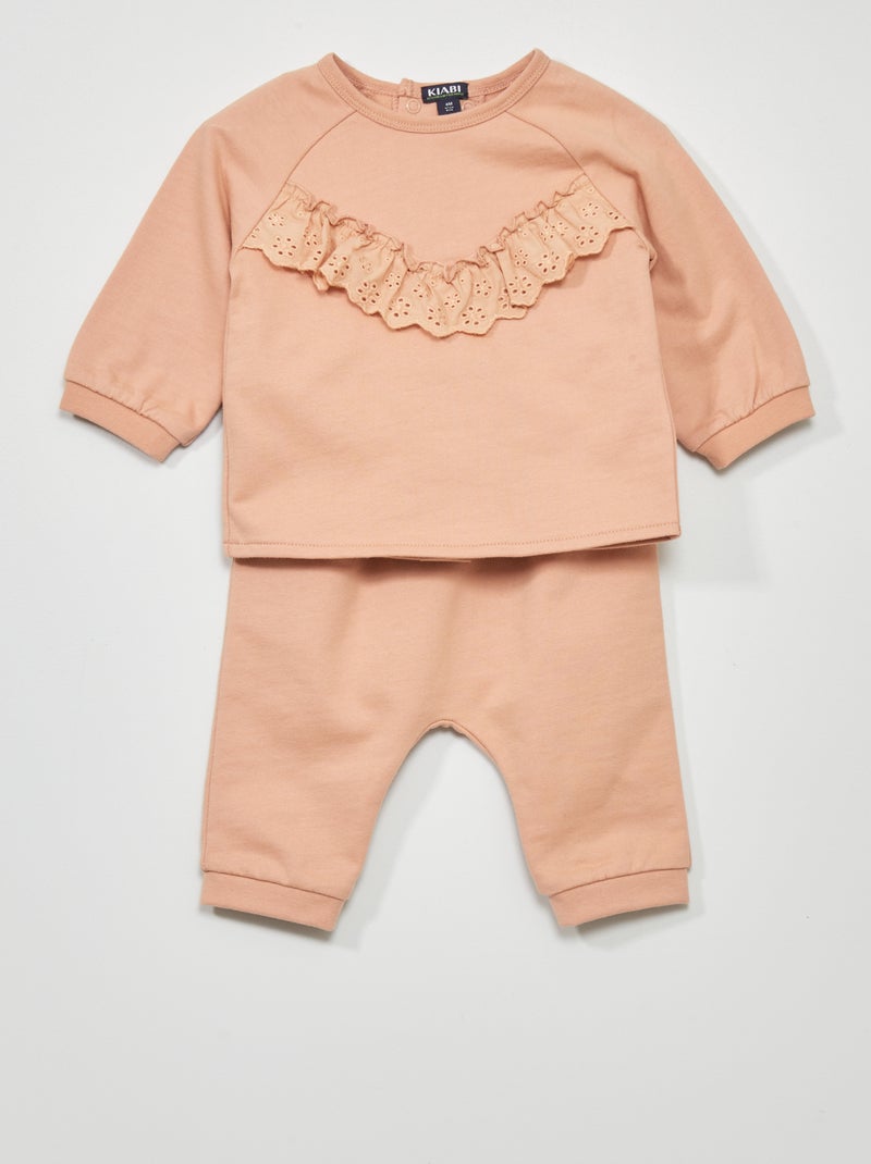 Completo con joggers in tessuto felpato - 2 pezzi ROSA - Kiabi