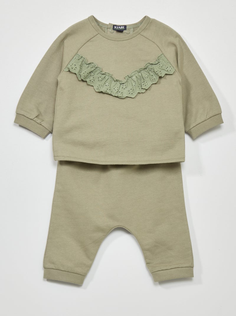 Completo con joggers in tessuto felpato - 2 pezzi VERDE - Kiabi
