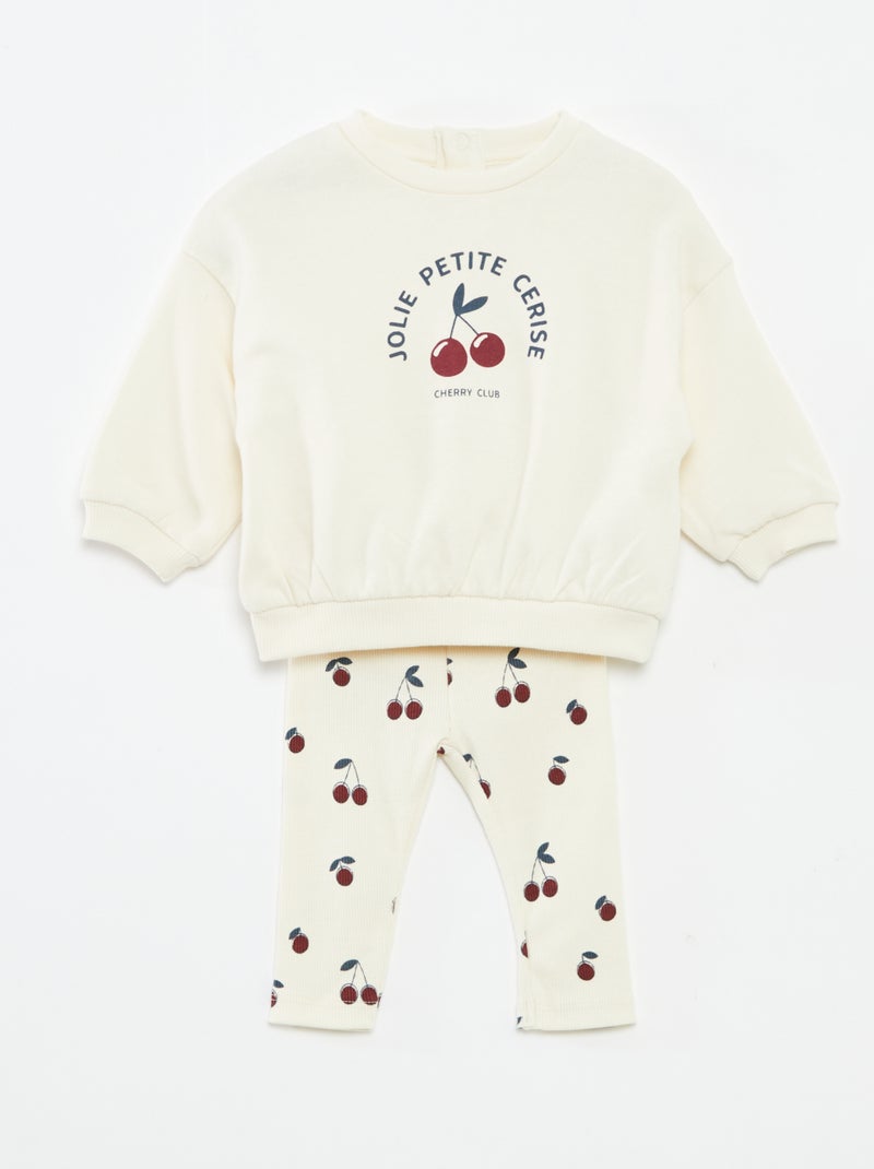 Completo con joggers in tessuto felpato felpa + joggers - 2 pezzi Bianco - Kiabi