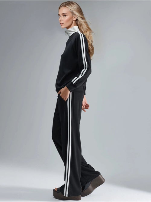 Completo coord a due pezzi a righe a gamba ampia con colletto con zip hiccup - Kiabi