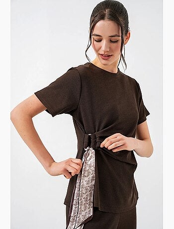 Completo coordinato a coste con girocollo e pantaloni ampi bdart