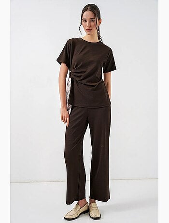 Completo coordinato a coste con girocollo e pantaloni ampi bdart