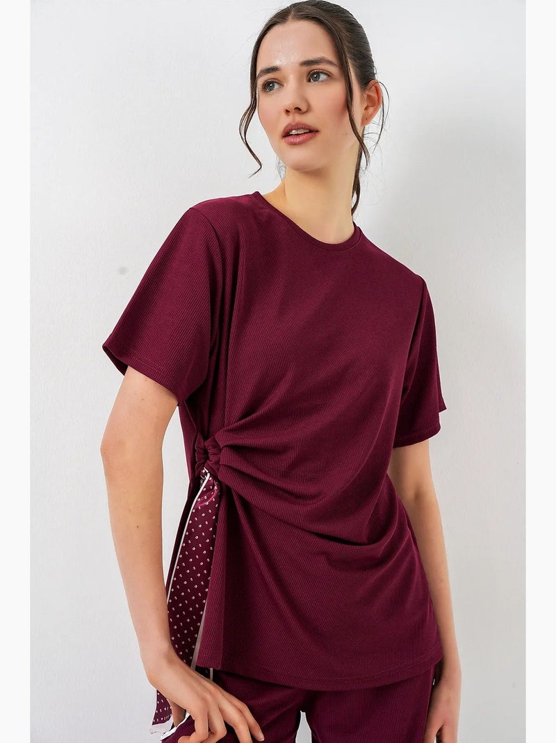 Completo coordinato a coste con girocollo e pantaloni ampi bdart Rosso bordeaux - Kiabi