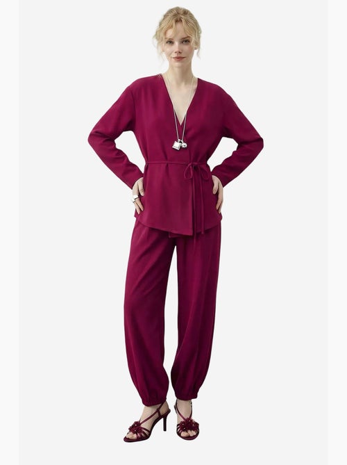 Completo coordinato con scollo a v, maniche lunghe e vita elasticizzata lucci - Kiabi Completo coordinato con scollo a v, maniche lunghe e vita elasticizzata lucci - Kiabi
