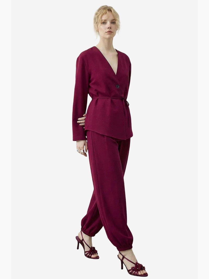 Completo coordinato con scollo a v, maniche lunghe e vita elasticizzata lucci Magenta - Kiabi