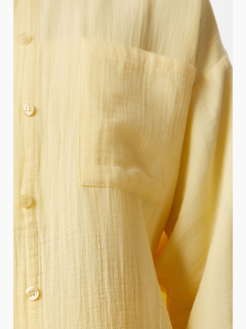 Completo coordinato due pezzi a vita alta con gamba ampia e collo a camicia istanbul Giallo limone - Kiabi