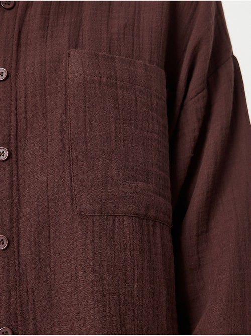 Completo coordinato due pezzi a vita alta con gamba ampia e collo a camicia istanbul - Kiabi
