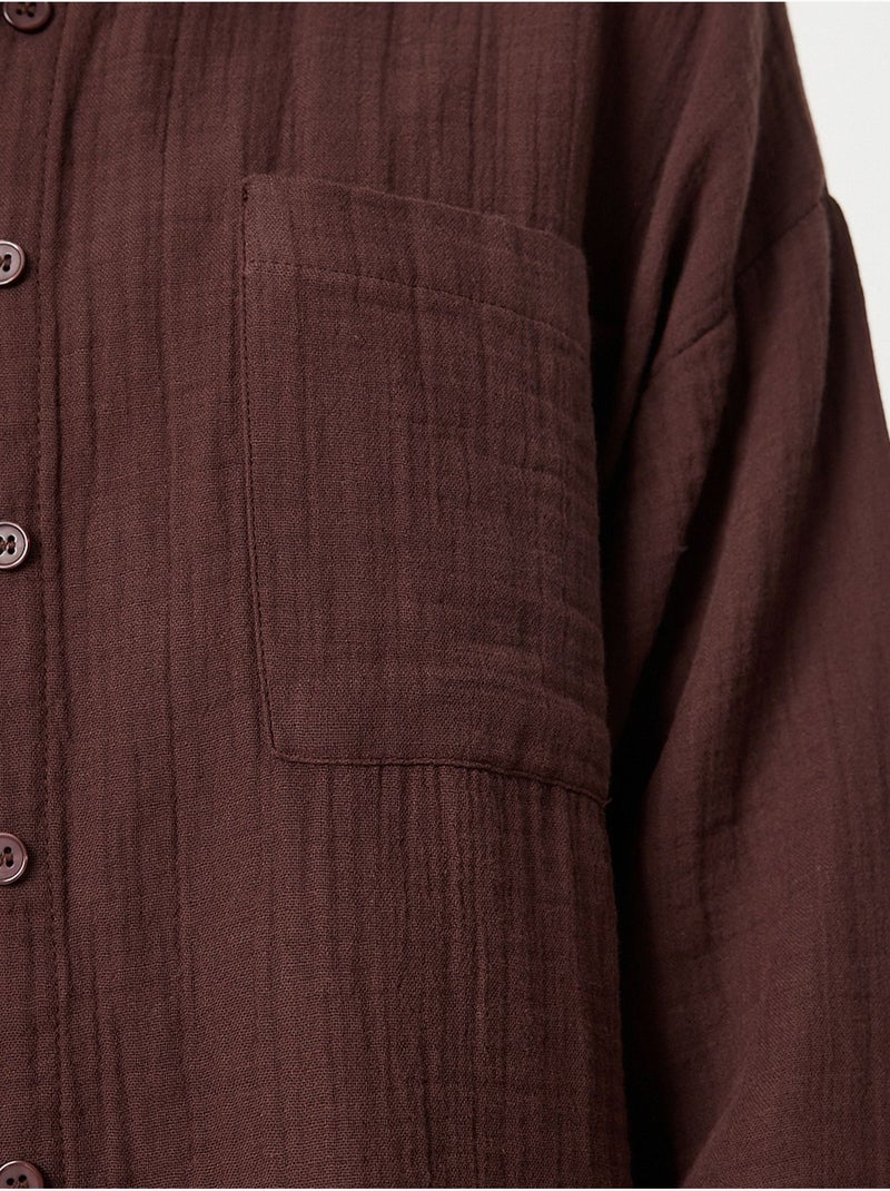 Completo coordinato due pezzi a vita alta con gamba ampia e collo a camicia istanbul Marrone scuro - Kiabi