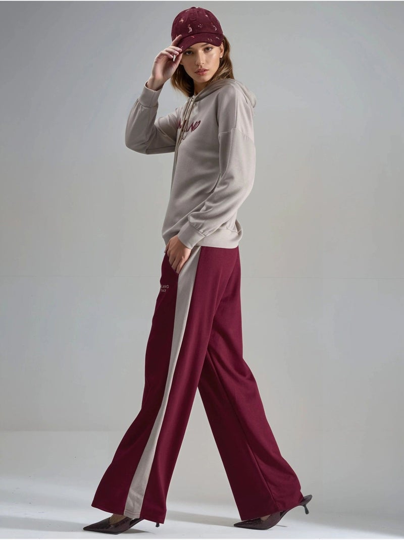 Completo coordinato due pezzi con cappuccio ricamato, lungo, a gamba ampia, bersan hiccup Rosso bordeaux - Kiabi