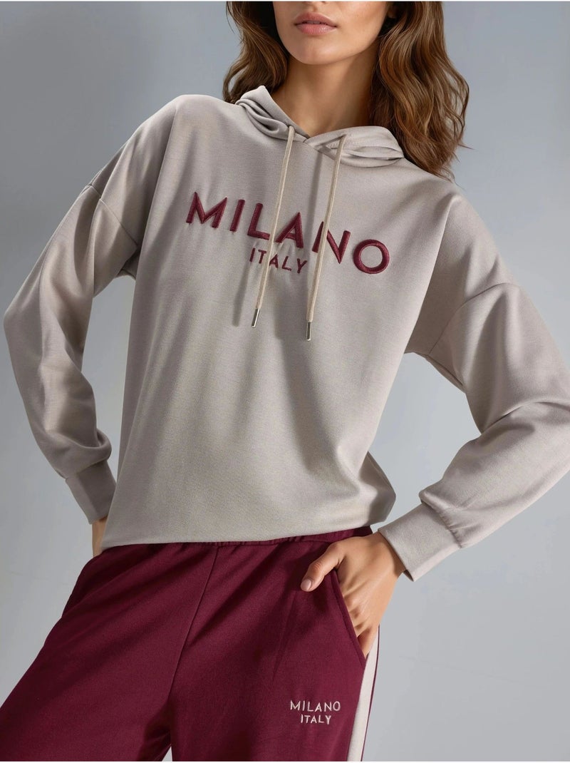 Completo coordinato due pezzi con cappuccio ricamato, lungo, a gamba ampia, bersan hiccup Rosso bordeaux - Kiabi