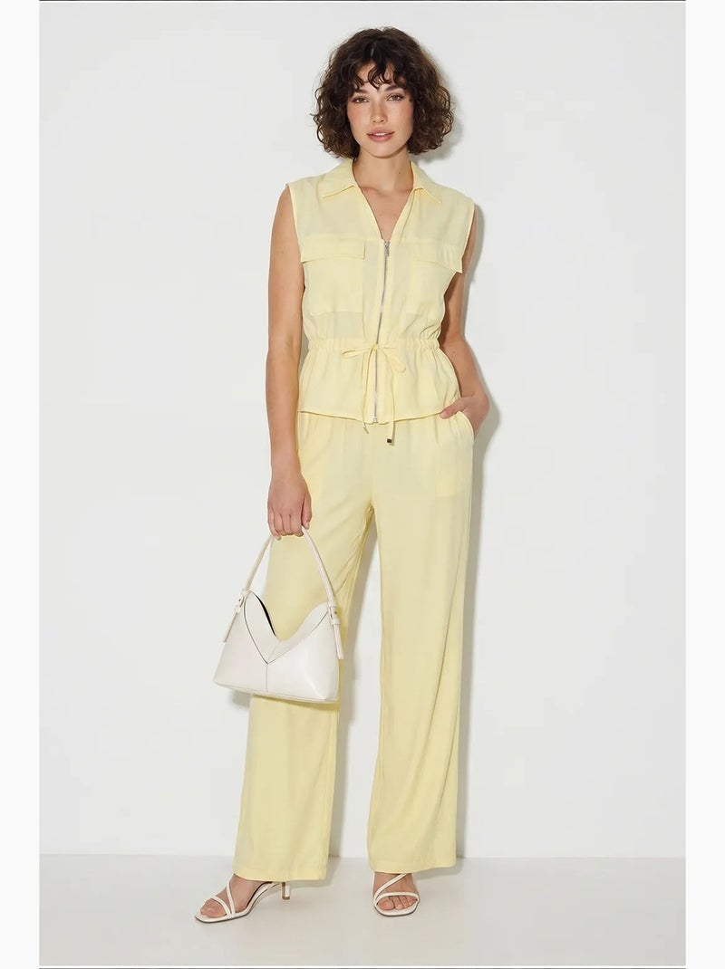 Completo coordinato elegante due pezzi con gilet e pantaloni larghi lucci Giallo limone - Kiabi