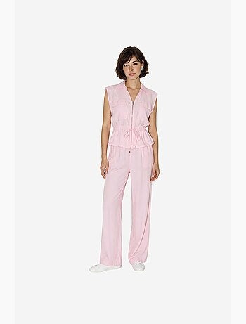 Completo coordinato elegante due pezzi con gilet e pantaloni larghi lucci