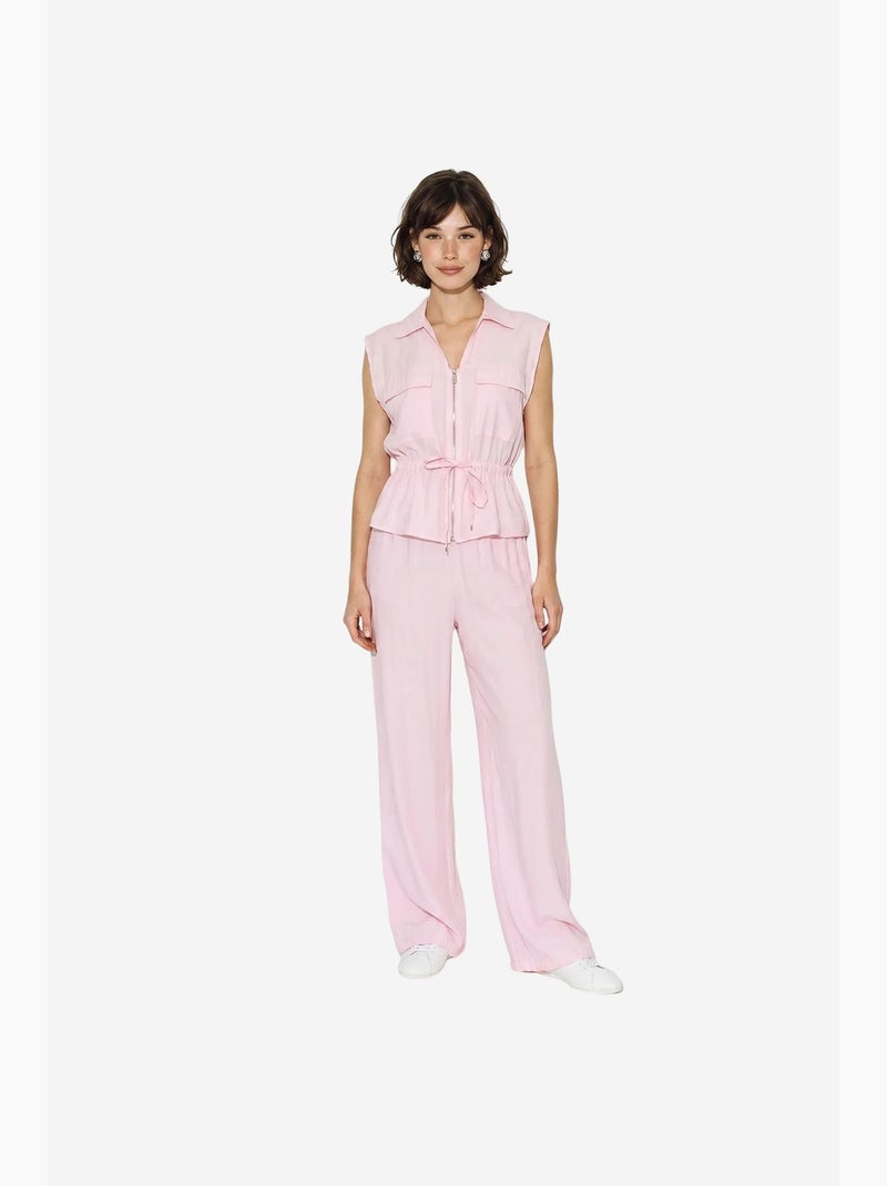 Completo coordinato elegante due pezzi con gilet e pantaloni larghi lucci Rosa chiaro - Kiabi